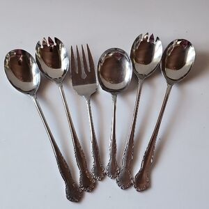 6 pieces Of Queen's Court Stainless Serving Flatware, Japan.